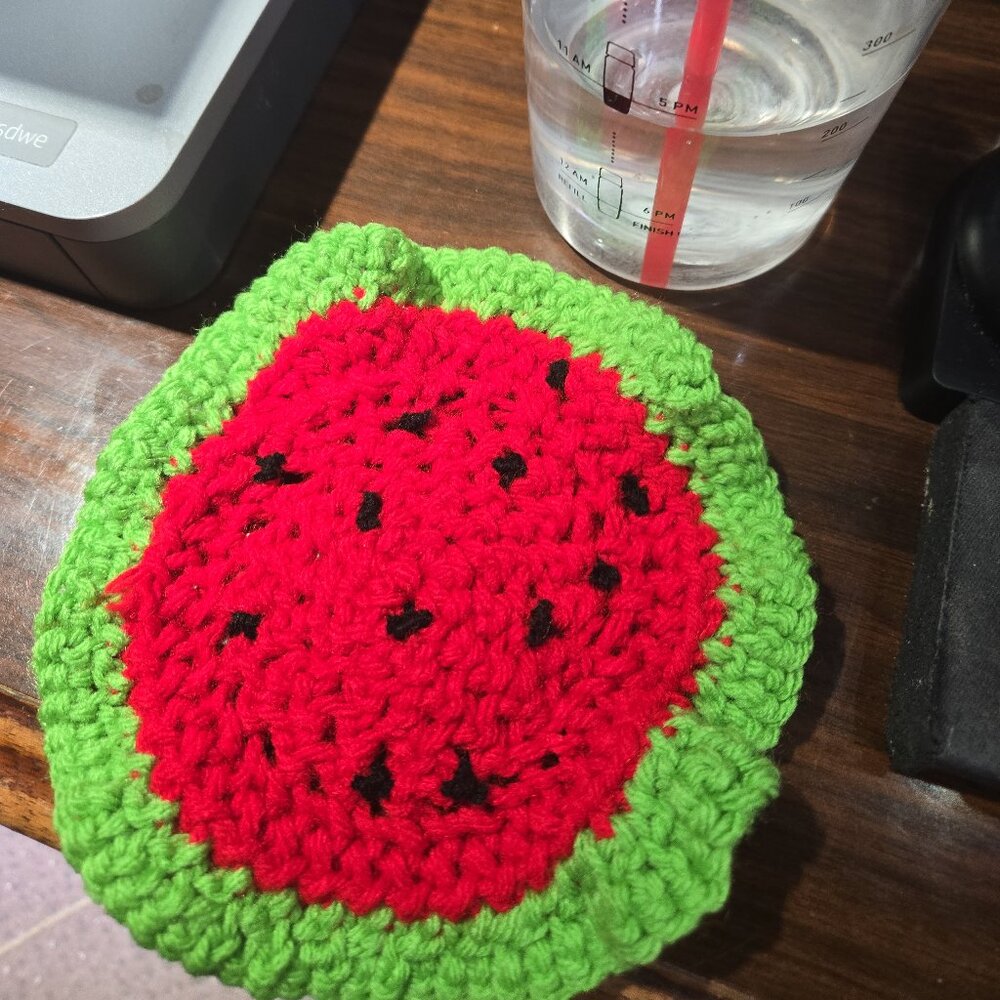 Handmade Crochet Watermelon Coaster 🍉✨
